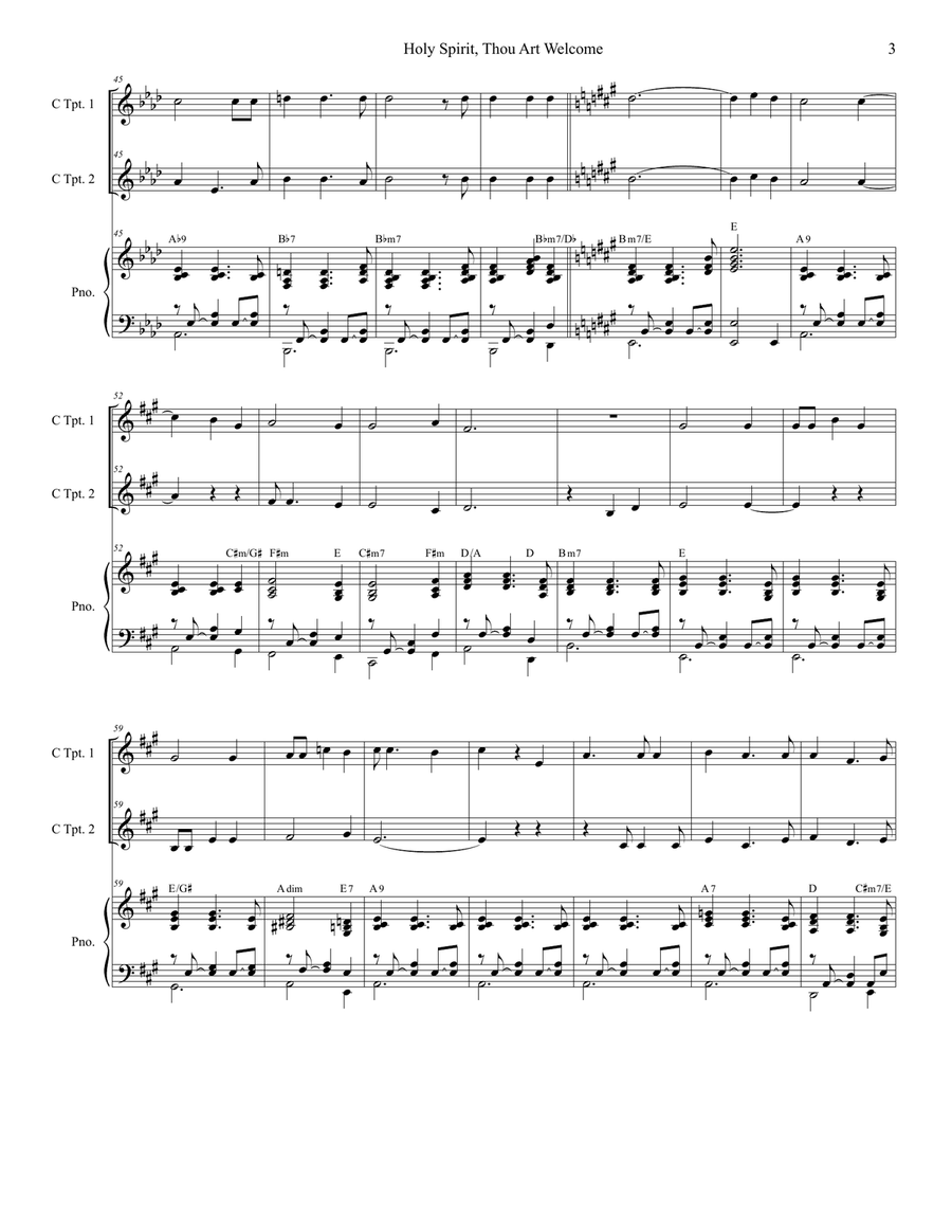Holy Spirit, Thou Art Welcome Trumpet Duet scores gallery preview page 3