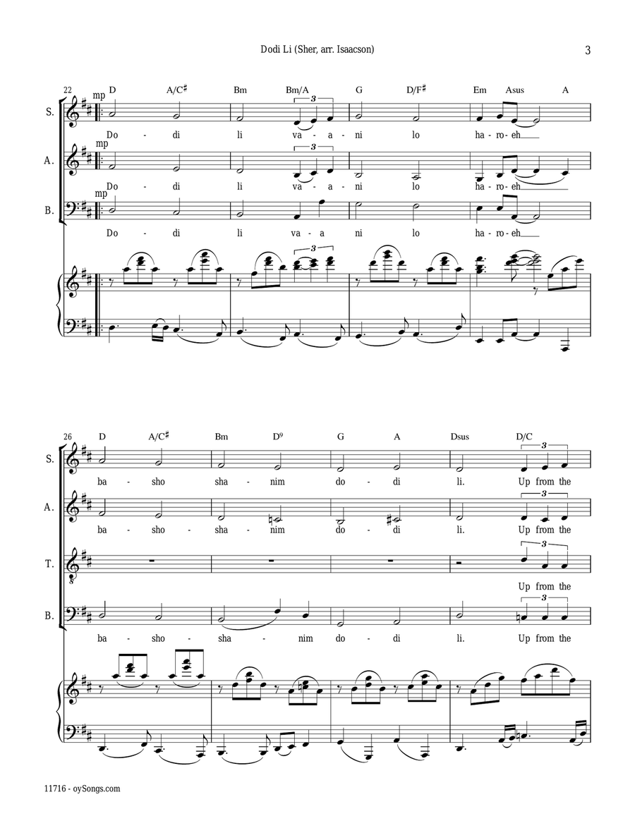 Dodi Li Dodi Li 4-Part scores gallery preview page 3