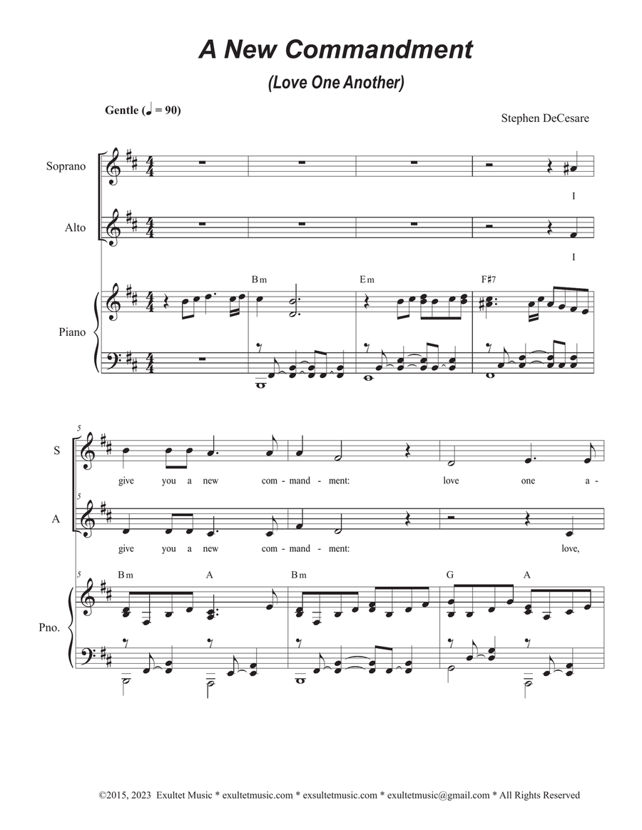 A New Commandment (Love One Another) (Duet for Soprano and Alto solo) Alto Voice scores gallery preview page 1