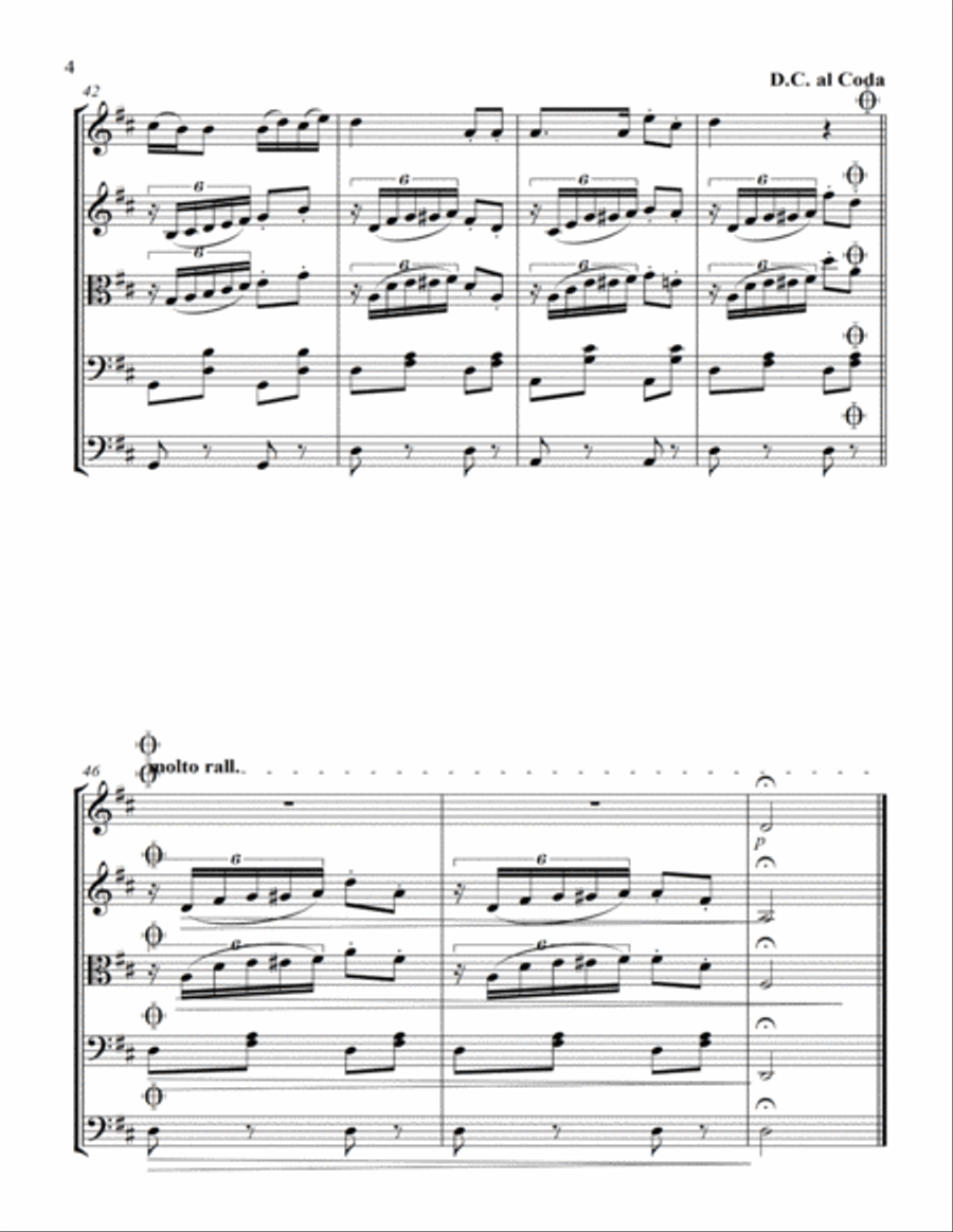 Schubert's leider The Trout arranged for String Quartet with optional Bass String Quartet scores gallery preview page 4
