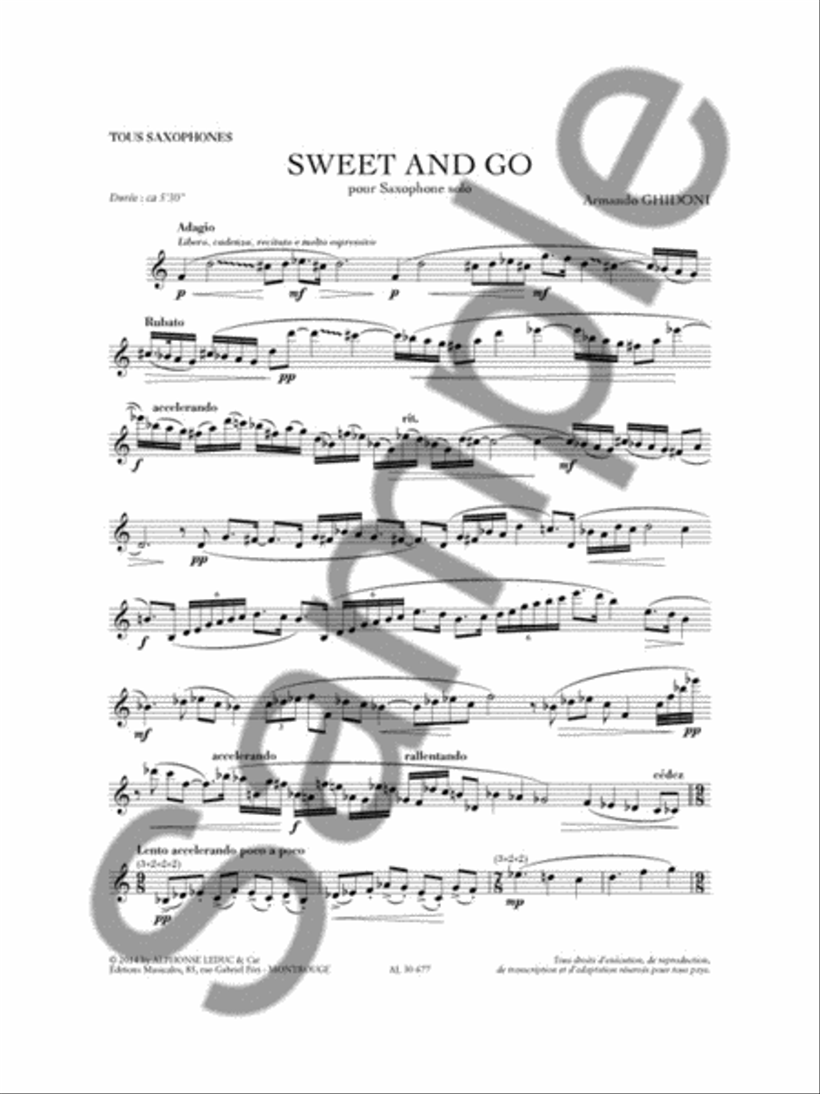 Sweet And Go (saxophone) Saxophone Solo scores gallery preview page 2