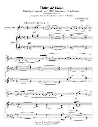 Book cover for Debussy: Claire de Lune for Baritone Horn & Piano