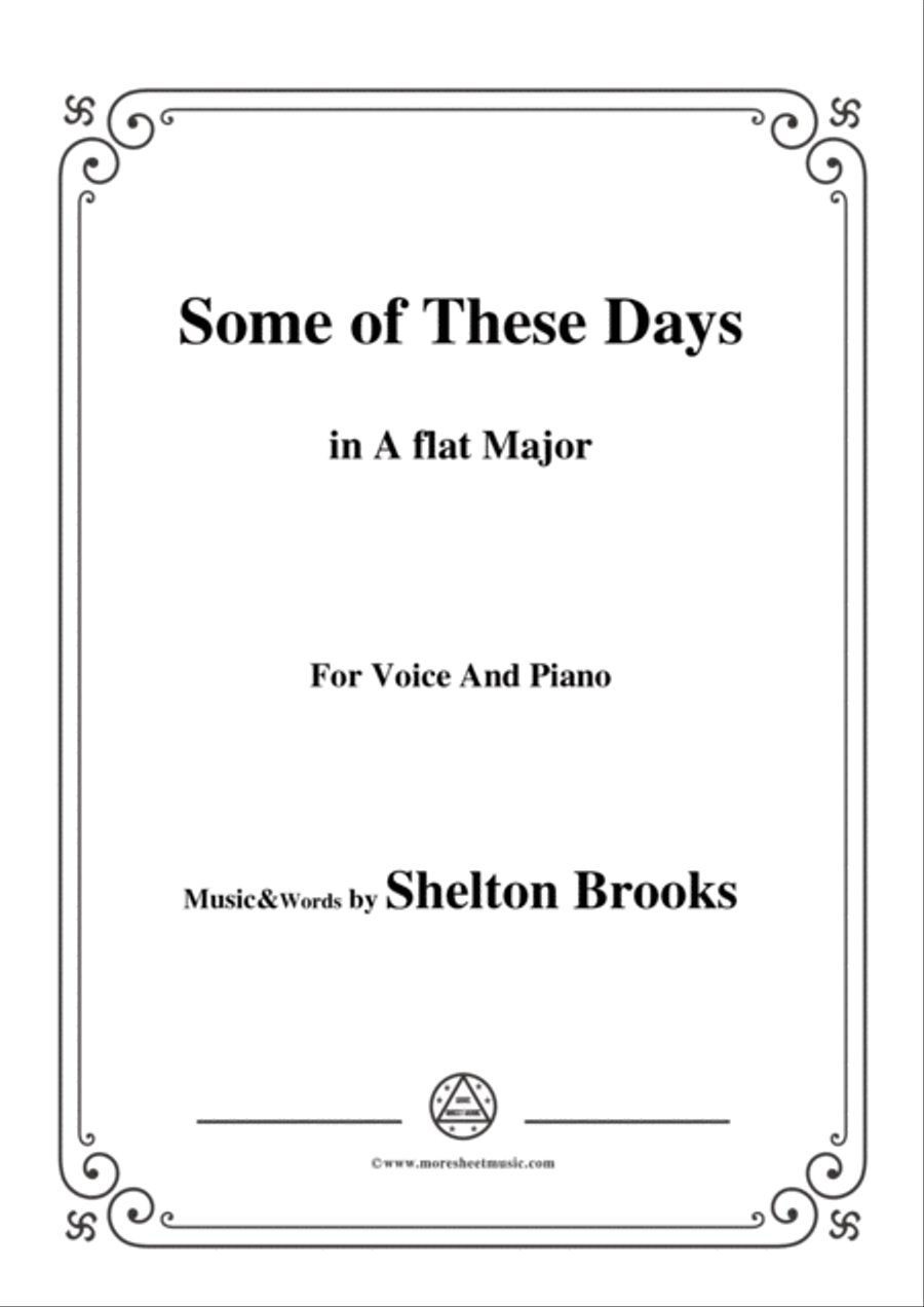 Shelton Brooks-Some of These Days,in A flat Major,for Voice and Piano Voice Solo scores gallery preview page 1