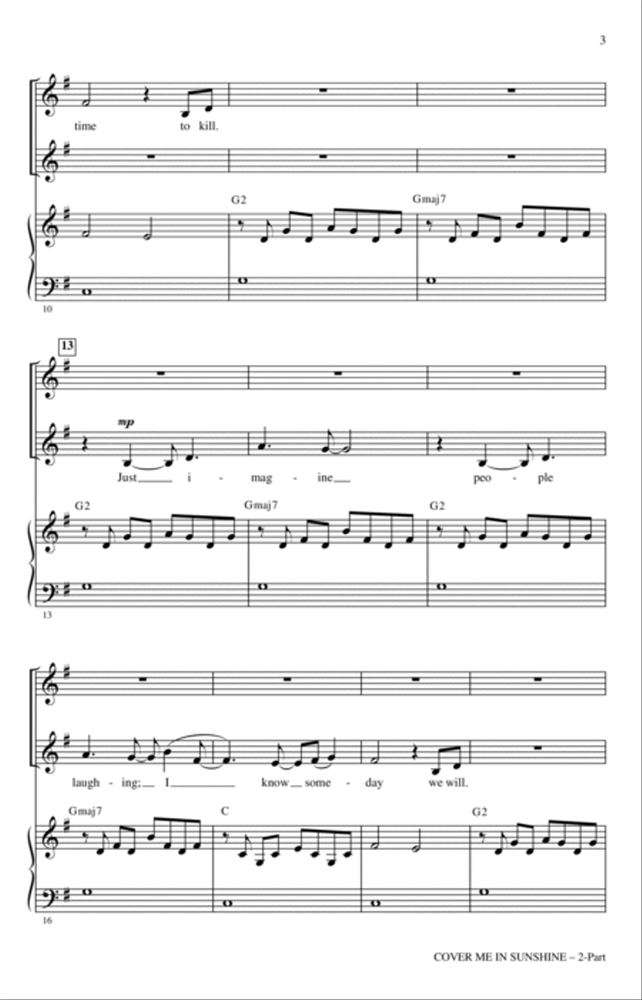 Cover Me In Sunshine (arr. Mac Huff) 2-Part scores gallery preview page 2