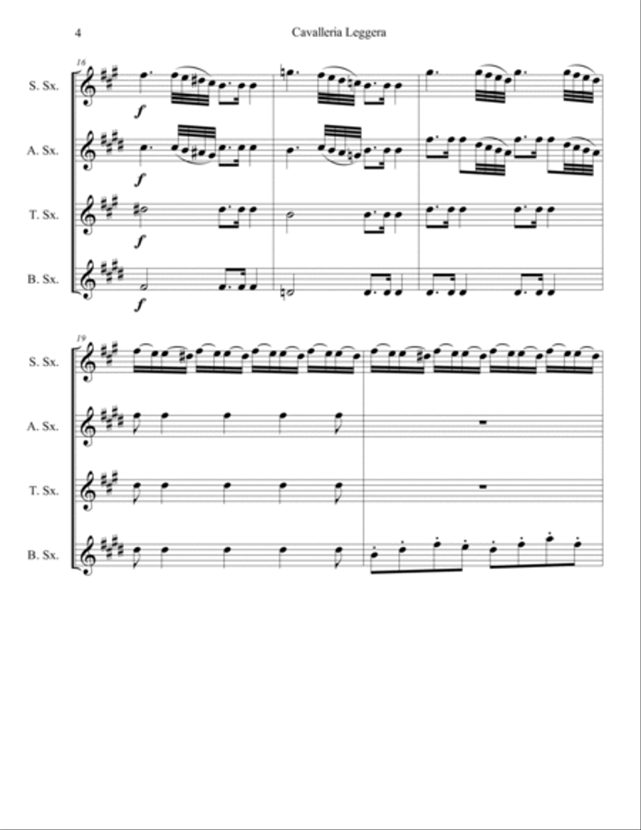 Cavalleria Leggera - Overture Saxophone Quartet scores gallery preview page 5