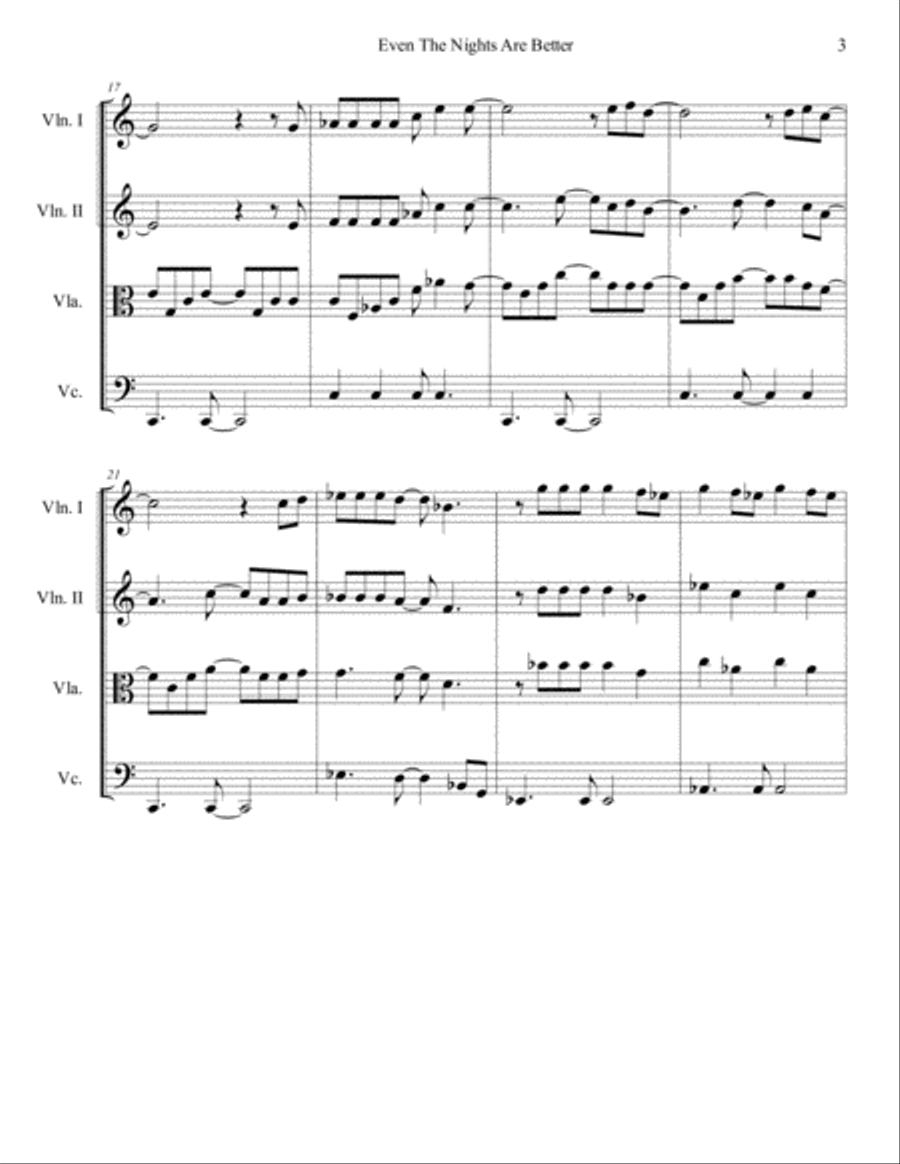 Even The Nights Are Better String Quartet scores gallery preview page 3