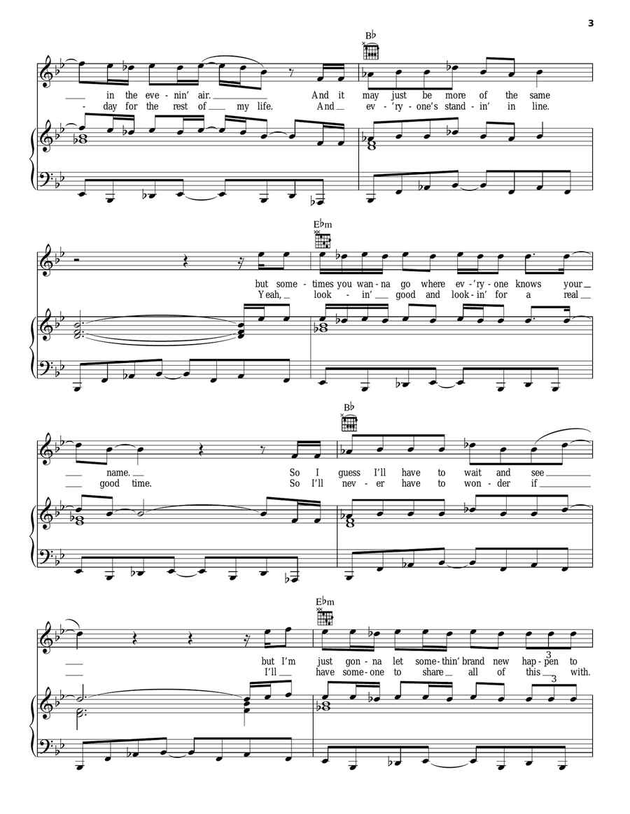 Bright Lights Bigger City Piano, Vocal, Guitar scores gallery preview page 3