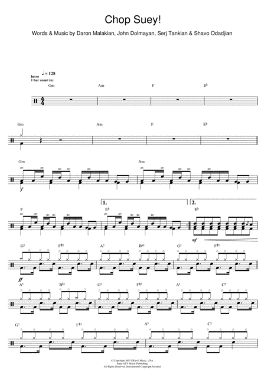 Chop Suey! Drums scores gallery preview page 1