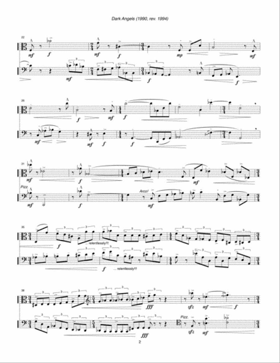 Dark Angels (1990, rev. 1994) for viola and cello String Duet scores gallery preview page 4