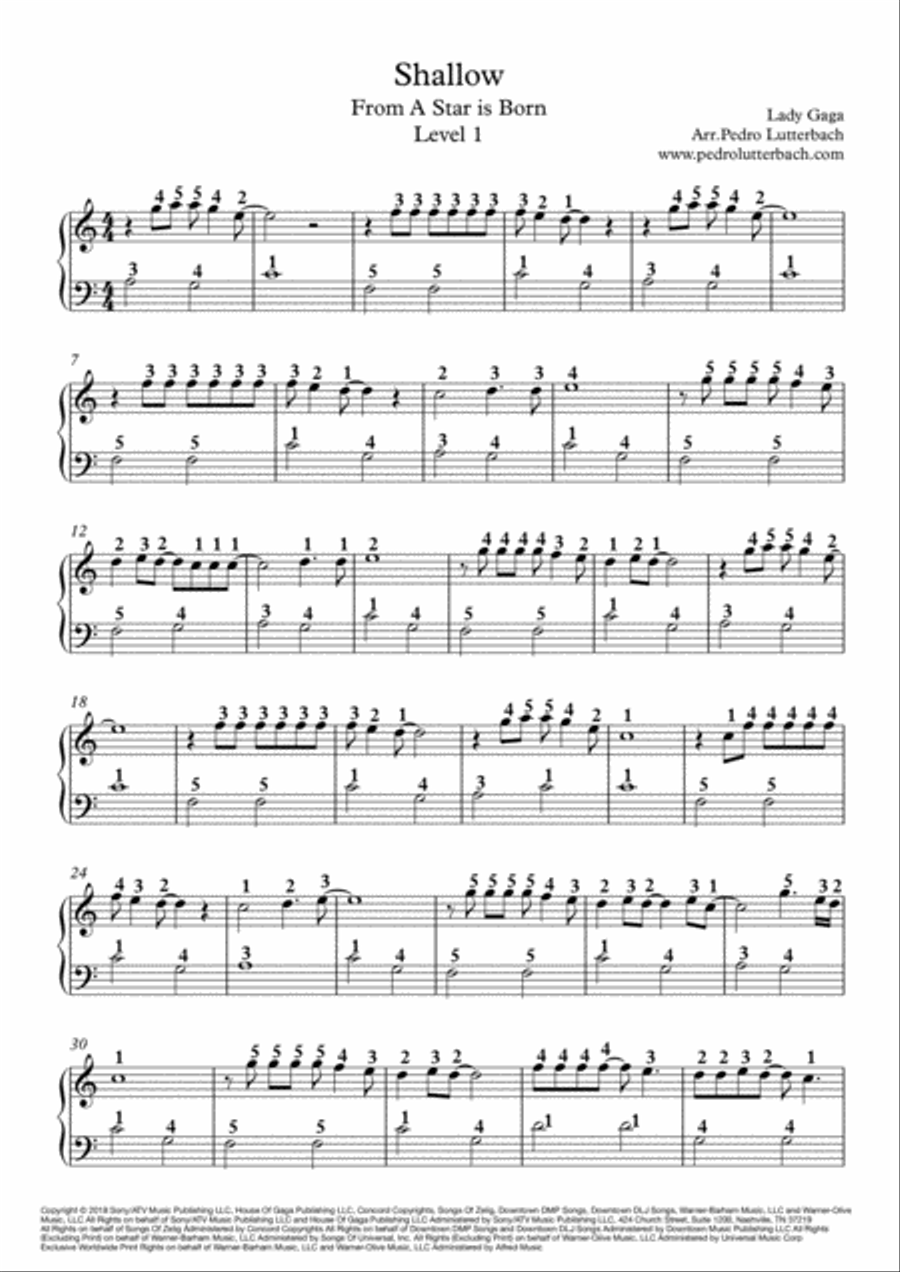 Shallow Easy Piano scores gallery preview page 1