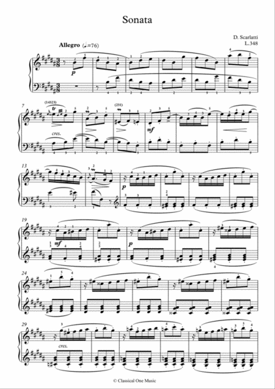 Scarlatti-Sonata in B-Major L.348 K.244(piano) Piano Solo scores gallery preview page 2