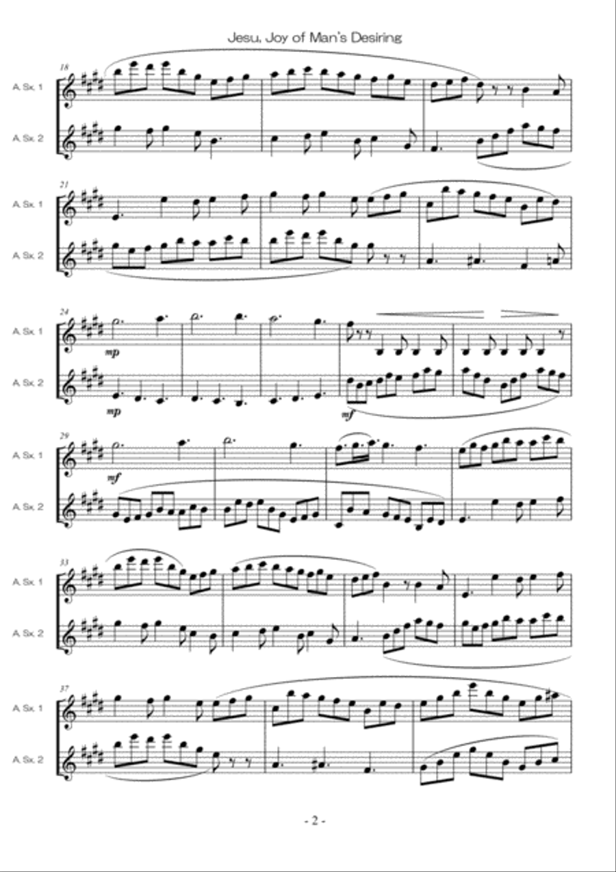Jesu, Joy of Man's Desiring for 2 Also-Sax in original key Woodwind Ensemble scores gallery preview page 6