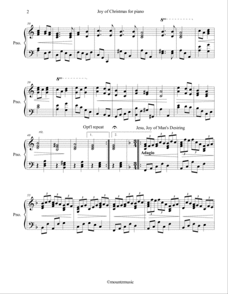 Joy of Christmas Medley for Piano or Keyboard Piano Solo scores gallery preview page 2
