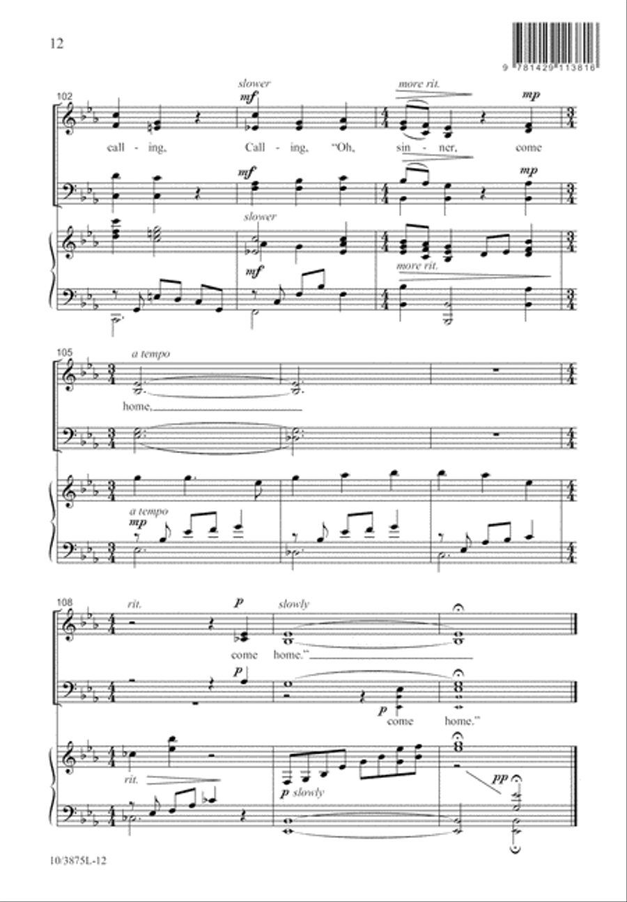 Softly and Tenderly 4-Part scores gallery preview page 13