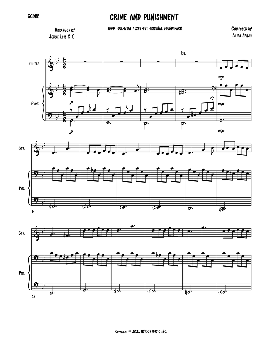 Crime And Punishment Guitar scores gallery preview page 1
