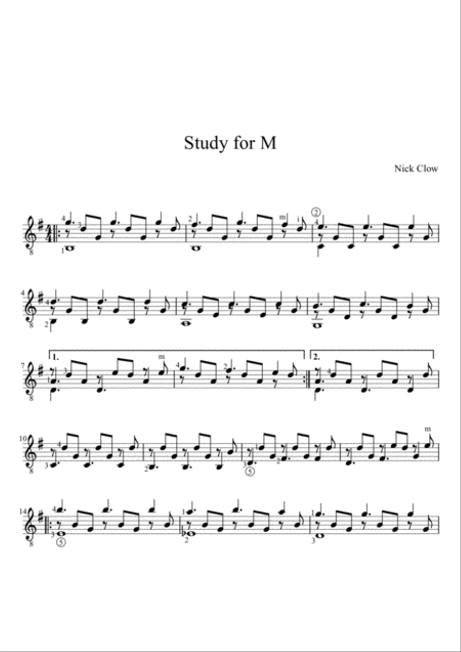 Study for M Guitar Solo scores gallery preview page 1
