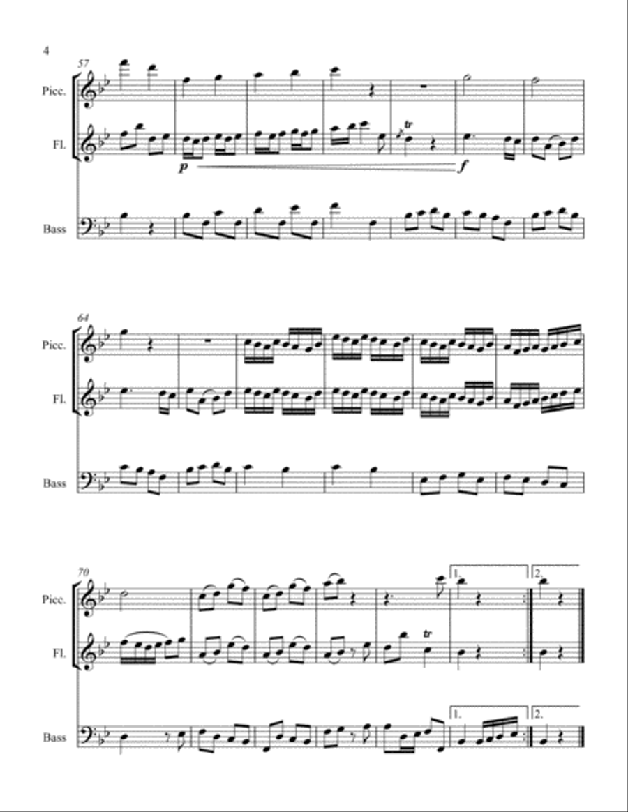 Vivace from Sonata no. 2 in Bb Major Small Ensemble scores gallery preview page 4