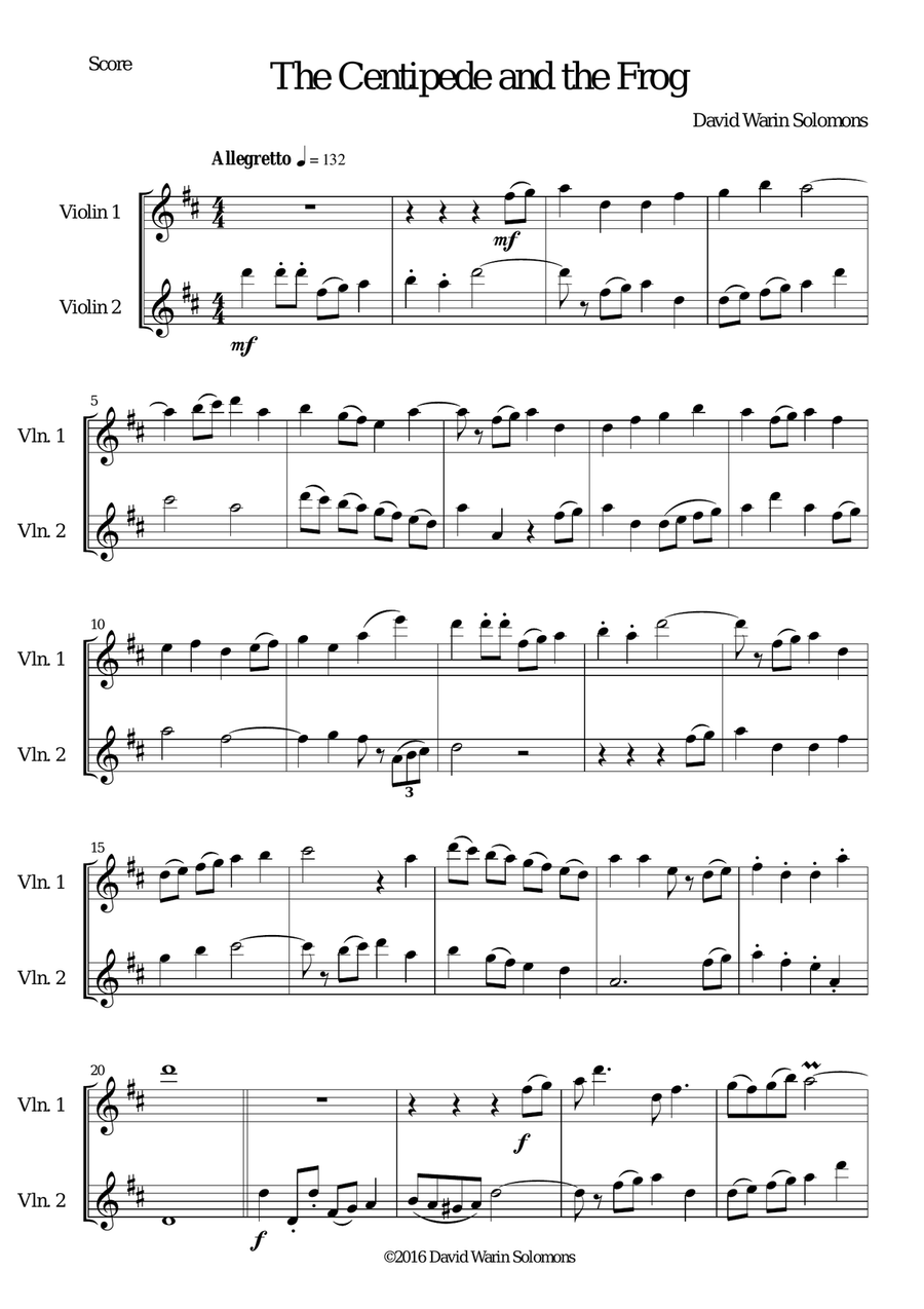 The Centipede and Frog for violin duo String Duet scores gallery preview page 1