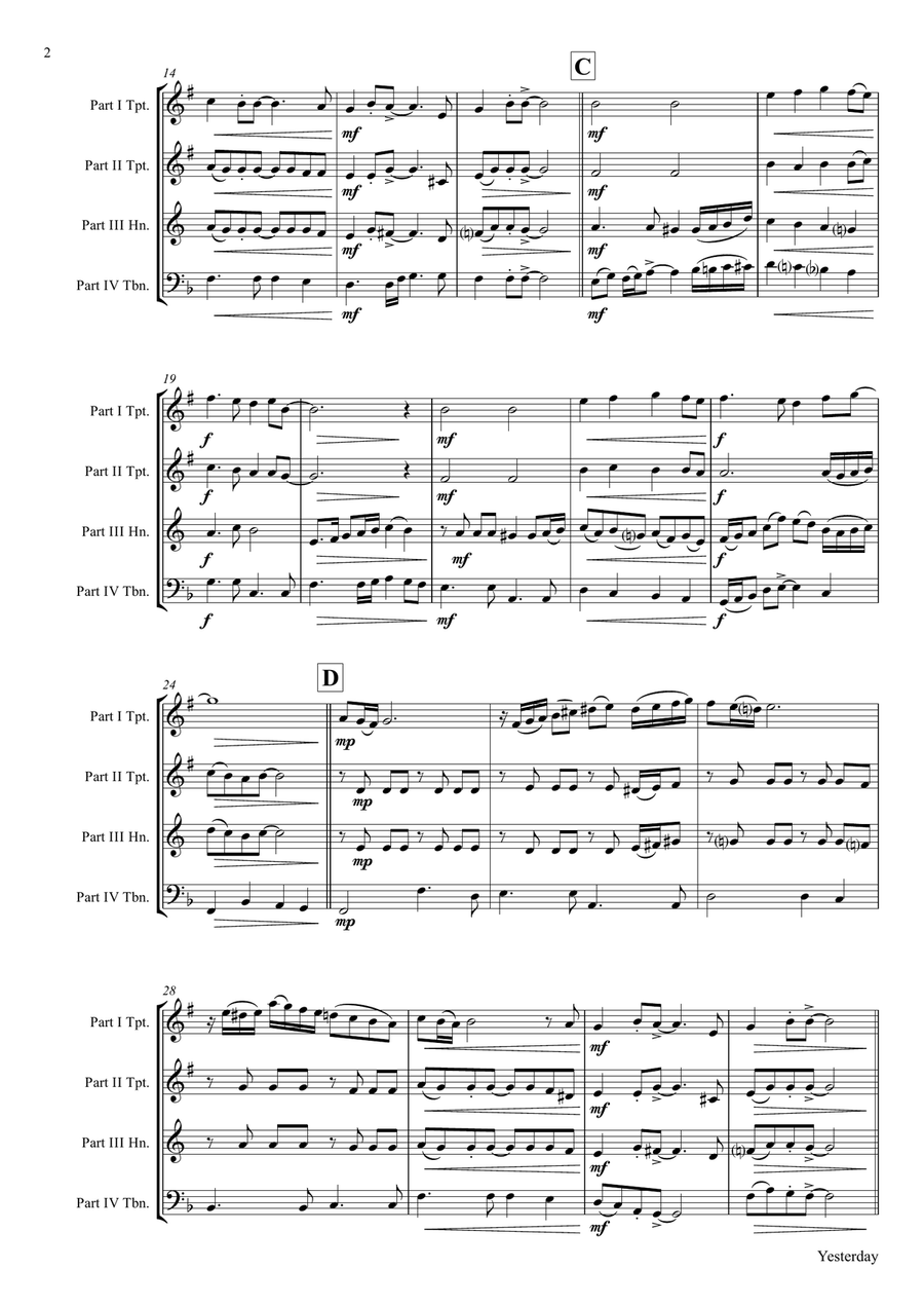 Yesterday Brass Ensemble scores gallery preview page 2