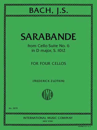 Book cover for Sarabande From Cello Suite No.6 In D Major, S. 1012