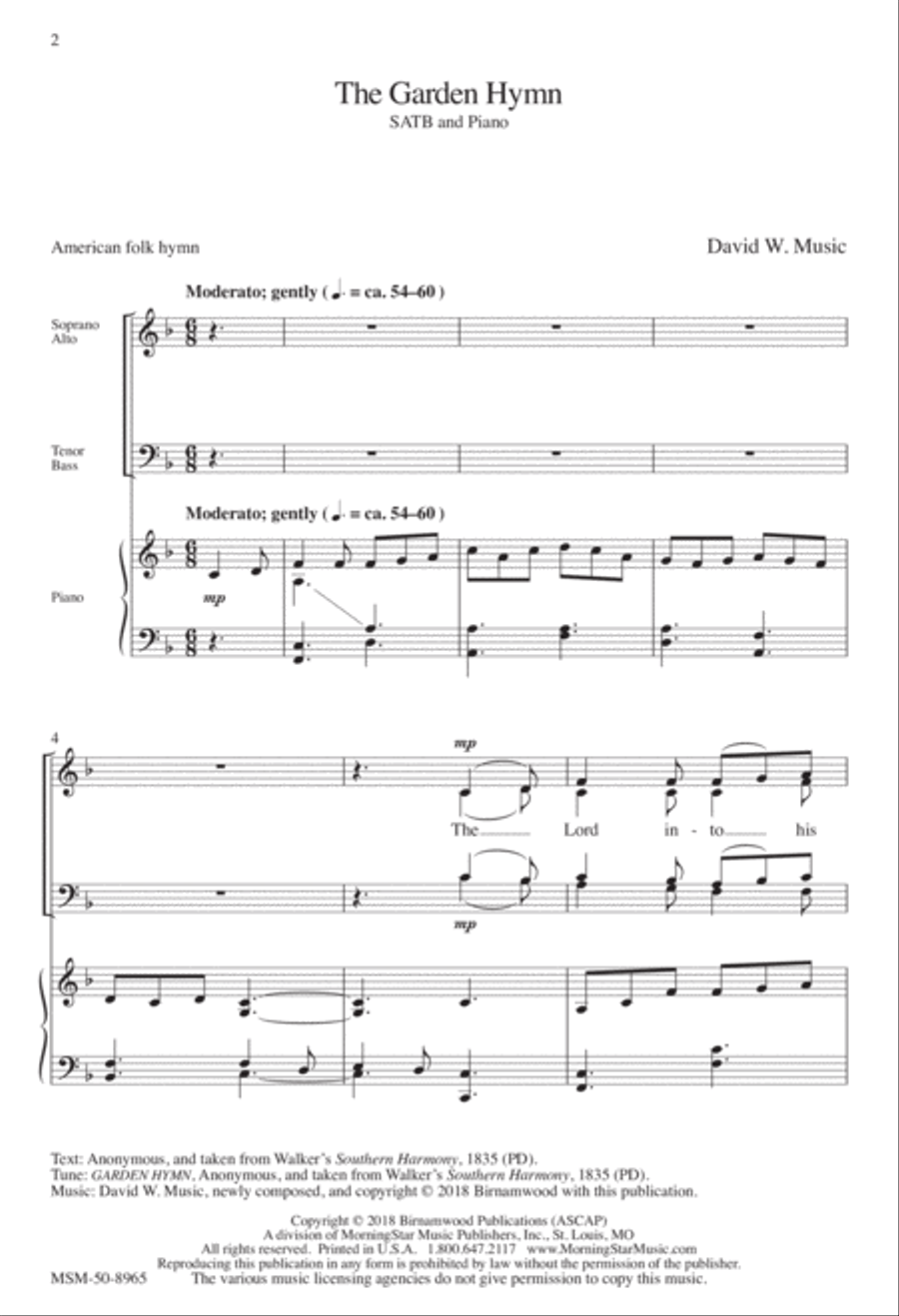 The Garden Hymn 4-Part scores gallery preview page 2