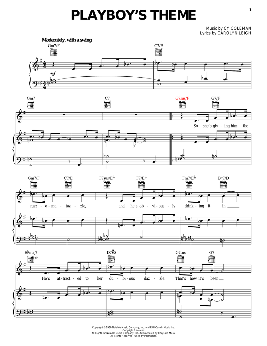 Playboy's Theme Guitar scores gallery preview page 1