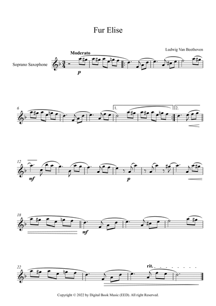 Fur Elise - Ludwig Van Beethoven (Soprano Sax)