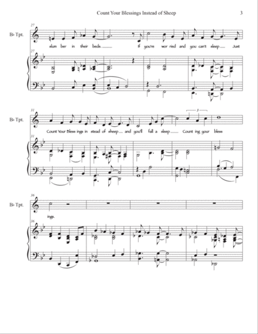 Count Your Blessings Instead Of Sheep Trumpet Solo scores gallery preview page 3