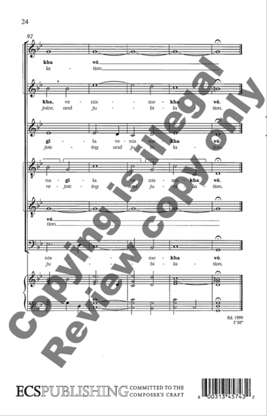 Odekha (Thank you, Lord) SSATBB scores gallery preview page 41