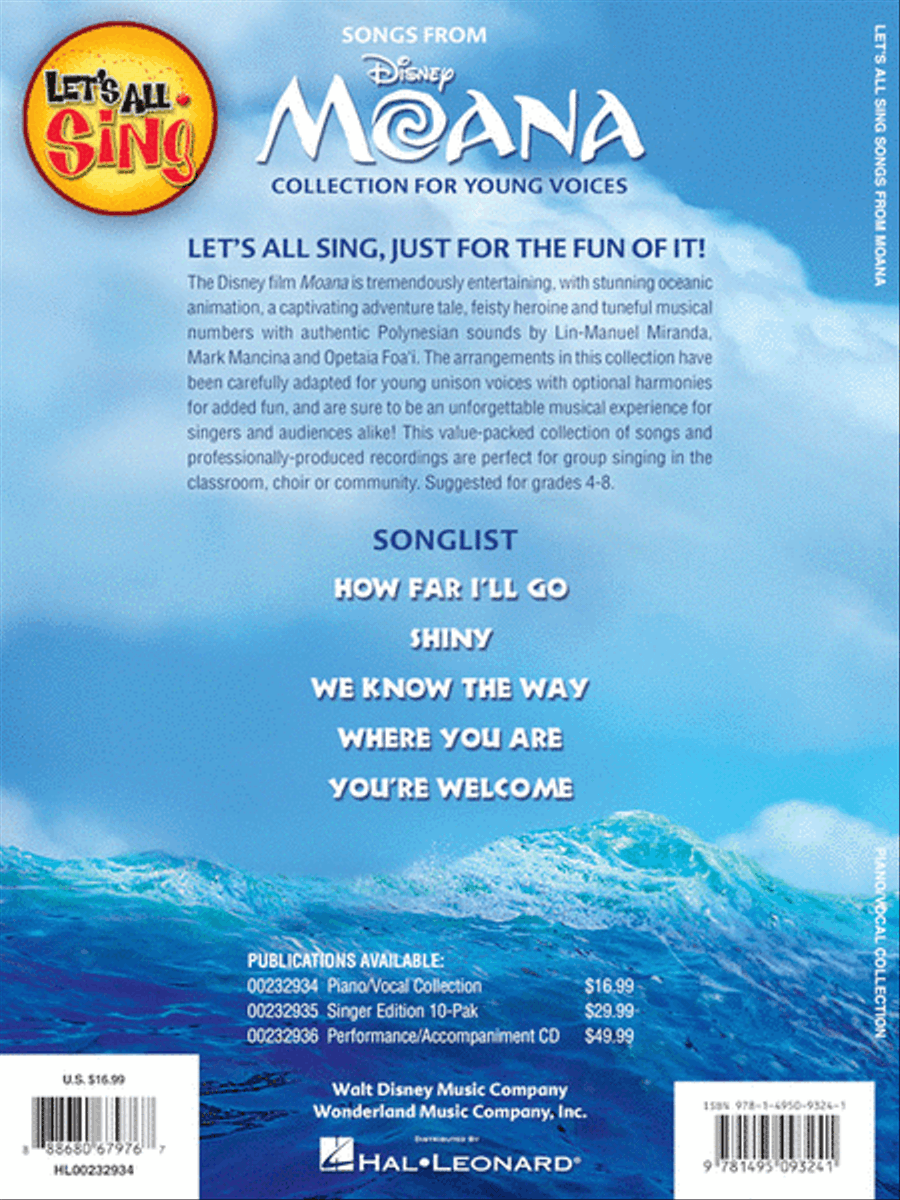 Let's All Sing Songs from MOANA Unison Choir scores gallery preview page 8