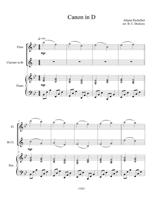 Canon in D (Flute and Clarinet Duet with Piano Accompaniment)