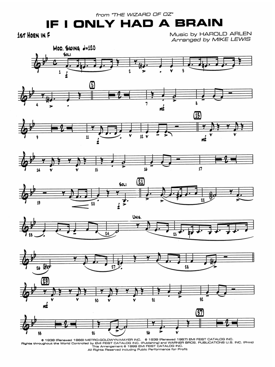 If I Only Had a Brain: 1st F Horn