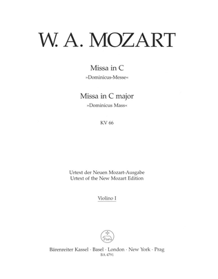 Book cover for Missa C major, KV 66 'Dominicus Mass'