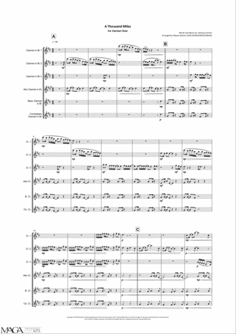 A Thousand Miles Woodwind Ensemble scores gallery preview page 2
