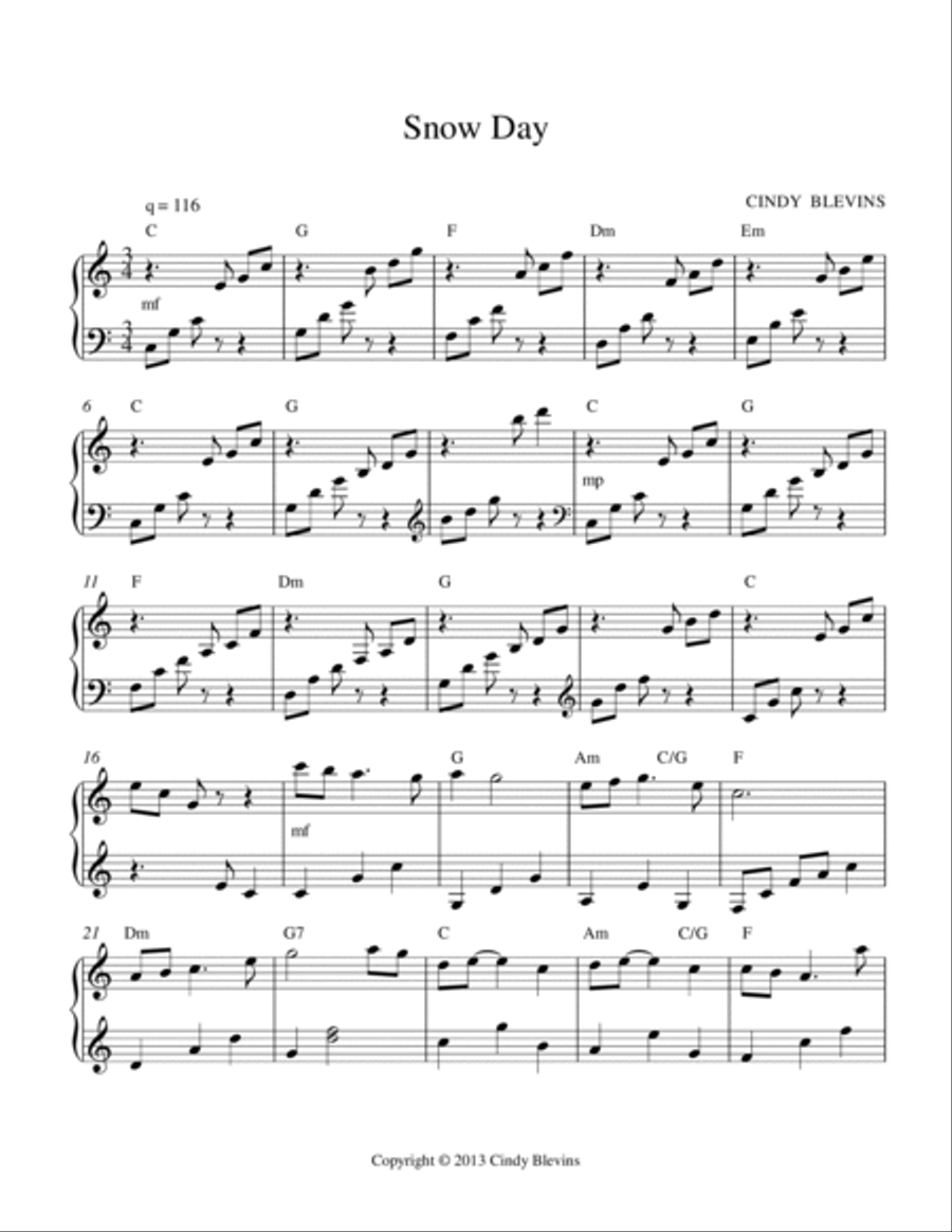 Snow Day, for Double-Strung Harp Harp scores gallery preview page 2