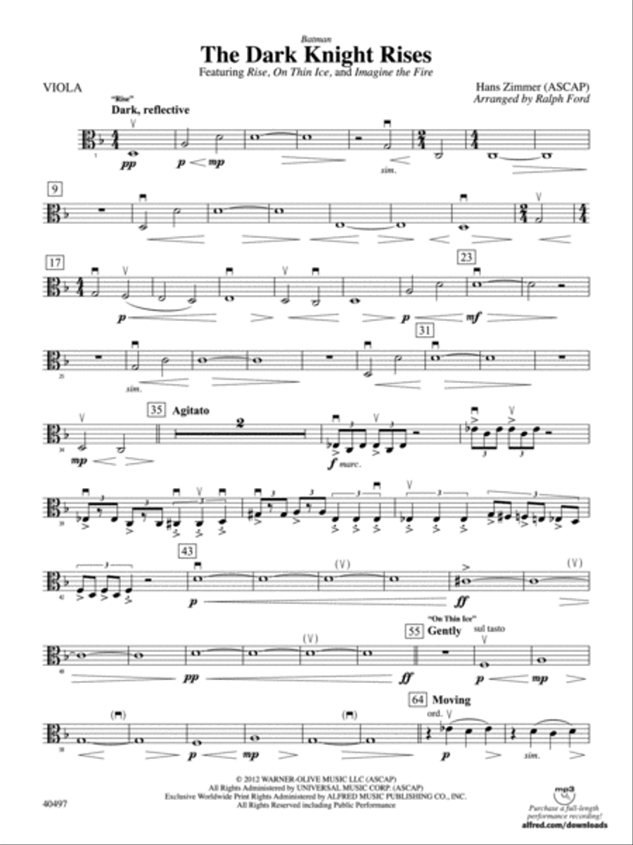 Batman: The Dark Knight Rises: Viola Full Orchestra scores gallery preview page 1