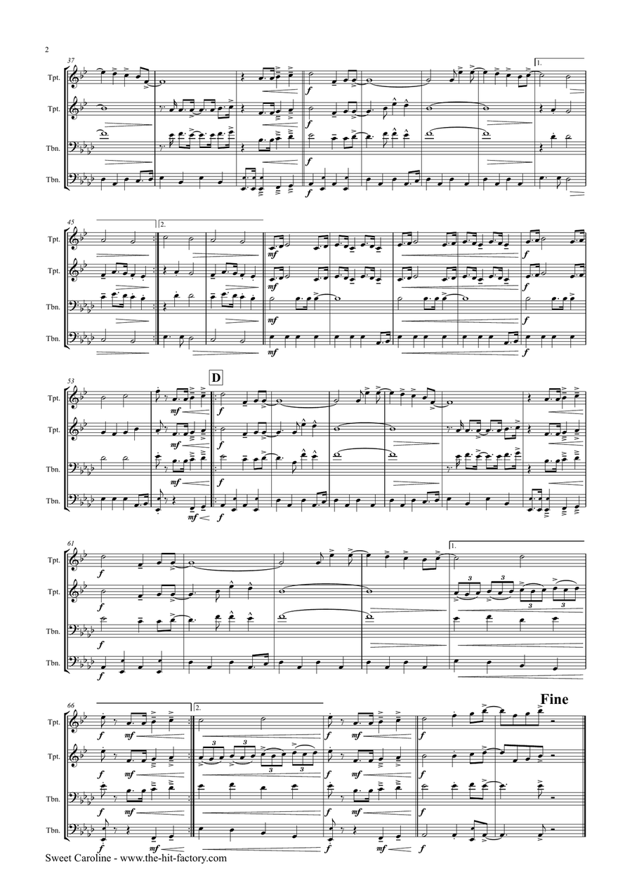 Sweet Caroline Brass Ensemble scores gallery preview page 2