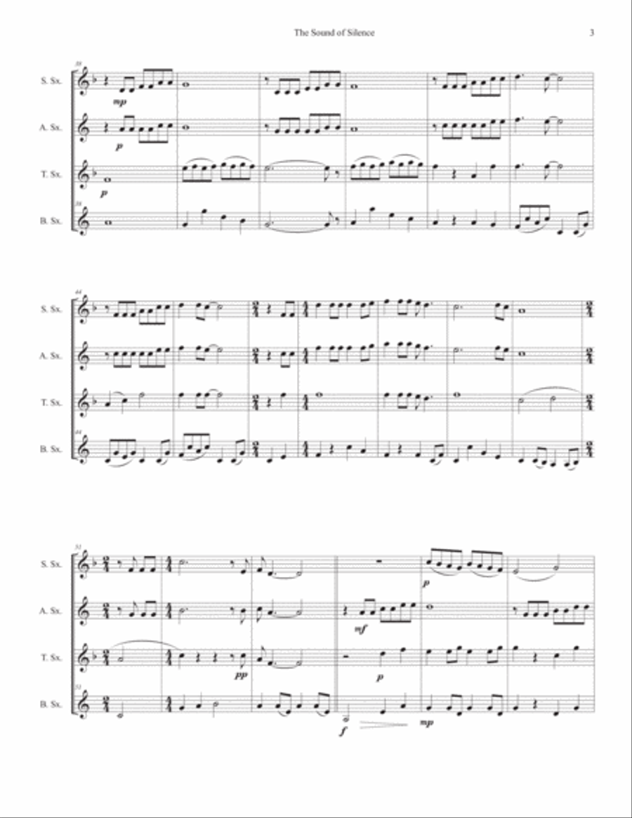 The Sound Of Silence Woodwind Quartet scores gallery preview page 3