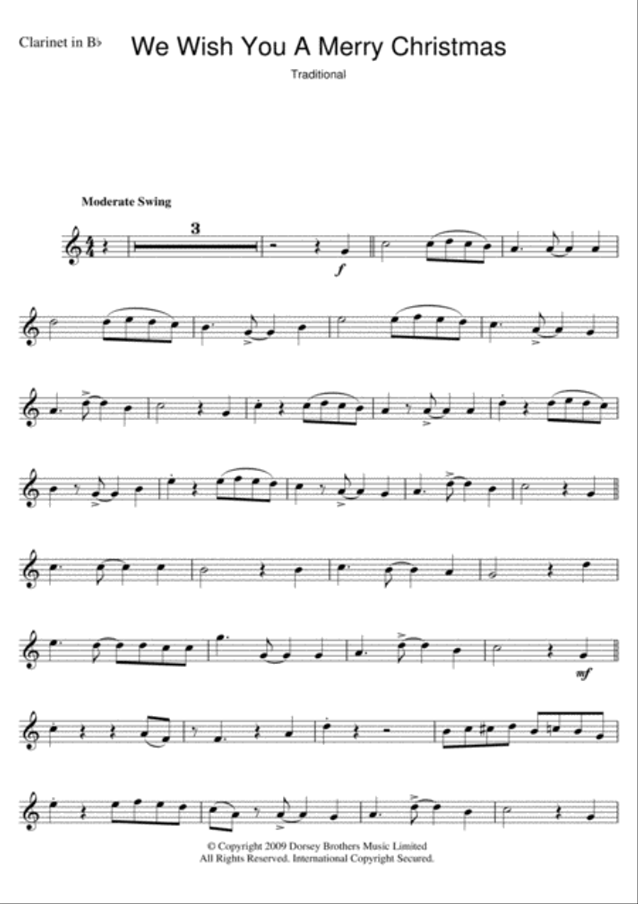 We Wish You A Merry Christmas Clarinet Solo scores gallery preview page 1