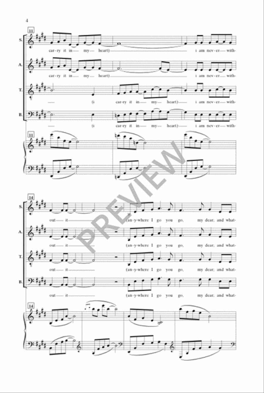 i carry your heart with me (SATB) 4-Part scores gallery preview page 3