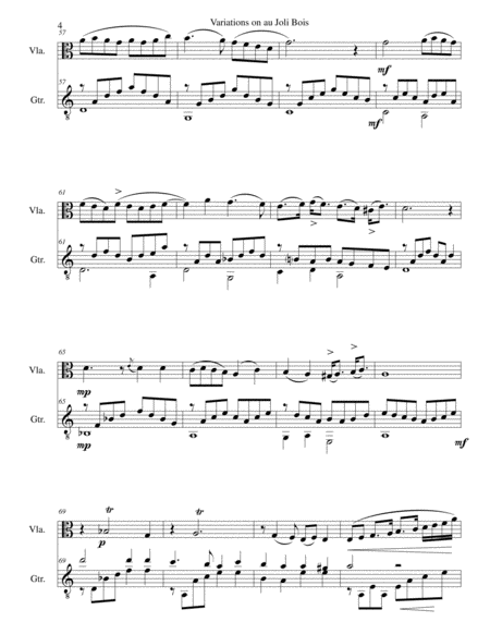 Variations on au Joli Bois for viola and guitar
