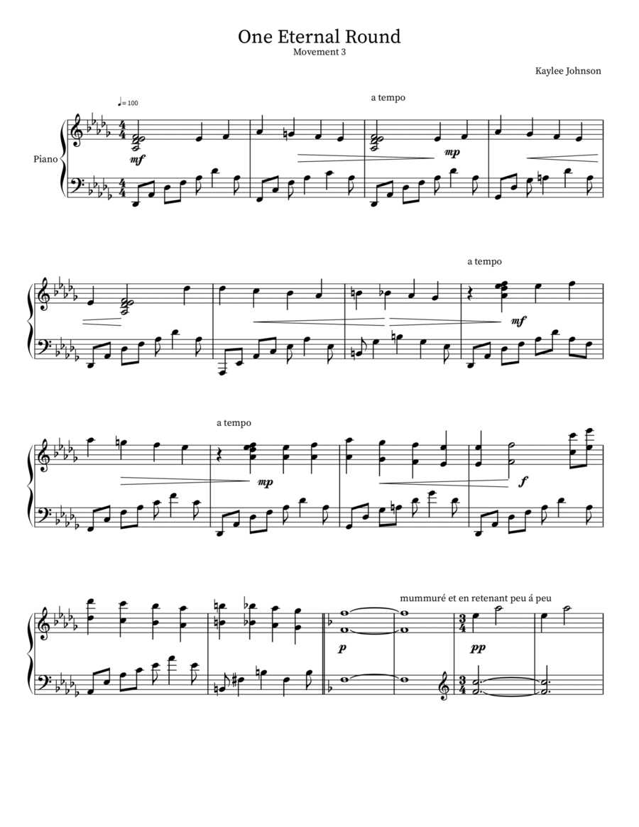 One Eternal Round Piano Solo scores gallery preview page 1