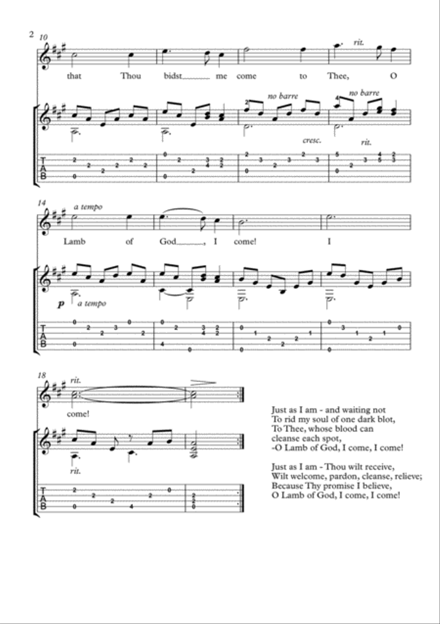Just as I am Flute and Guitar duet Flute scores gallery preview page 2
