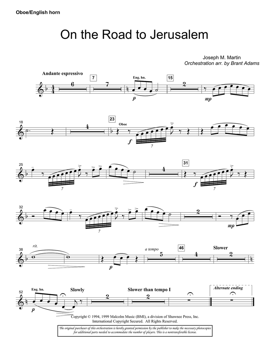 On The Road To Jerusalem - Oboe