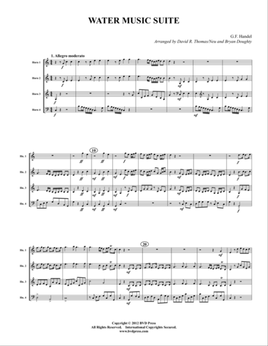 Water Music Suite Horn scores gallery preview page 1
