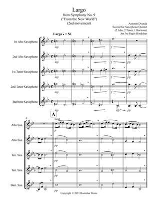 Largo (from "Symphony No. 9") ("From the New World") (Db) (Saxophone Quintet - 2 Alto, 2 Tenor, 1 Ba