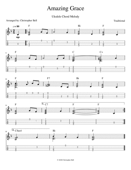 Amazing Grace - Ukulele Chord Melody image number null