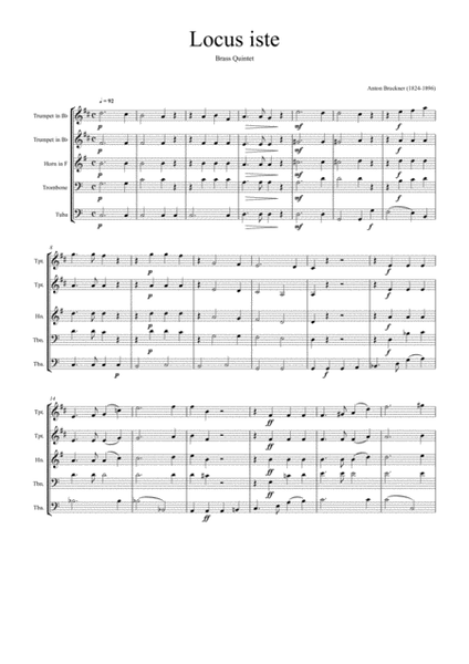 Anton Bruckner - Locus iste (Brass Quintet) image number null