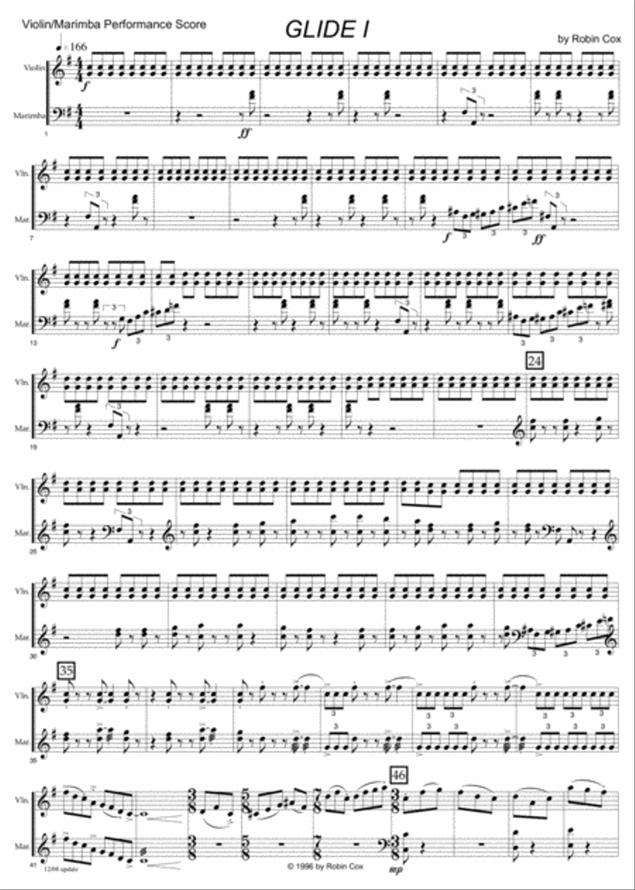 Glide, in three movements Violin scores gallery preview page 1