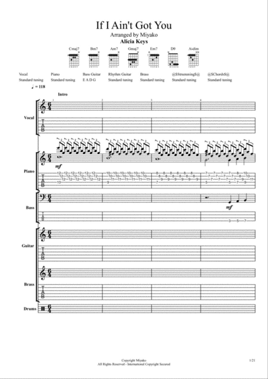 If I Ain't Got You Piano, Vocal, Guitar scores gallery preview page 1